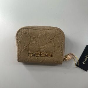 Bebe Beige Wallet with Gold Zipper